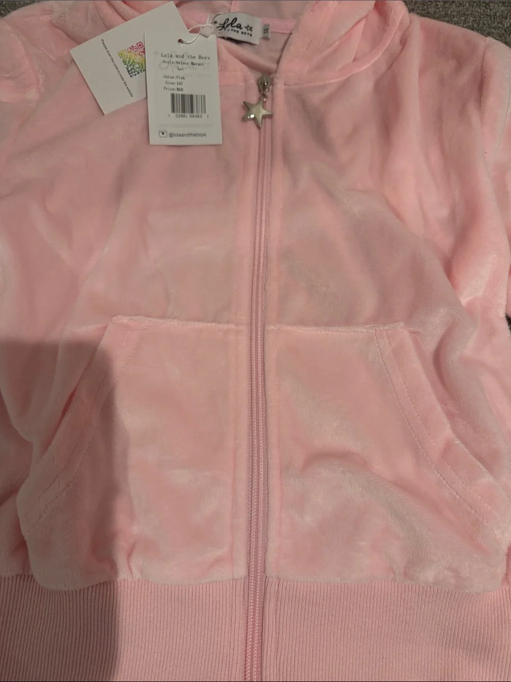 NWT Lola + The Boys Velour Margot Set Pink | Girls Size 14 | New With Tags